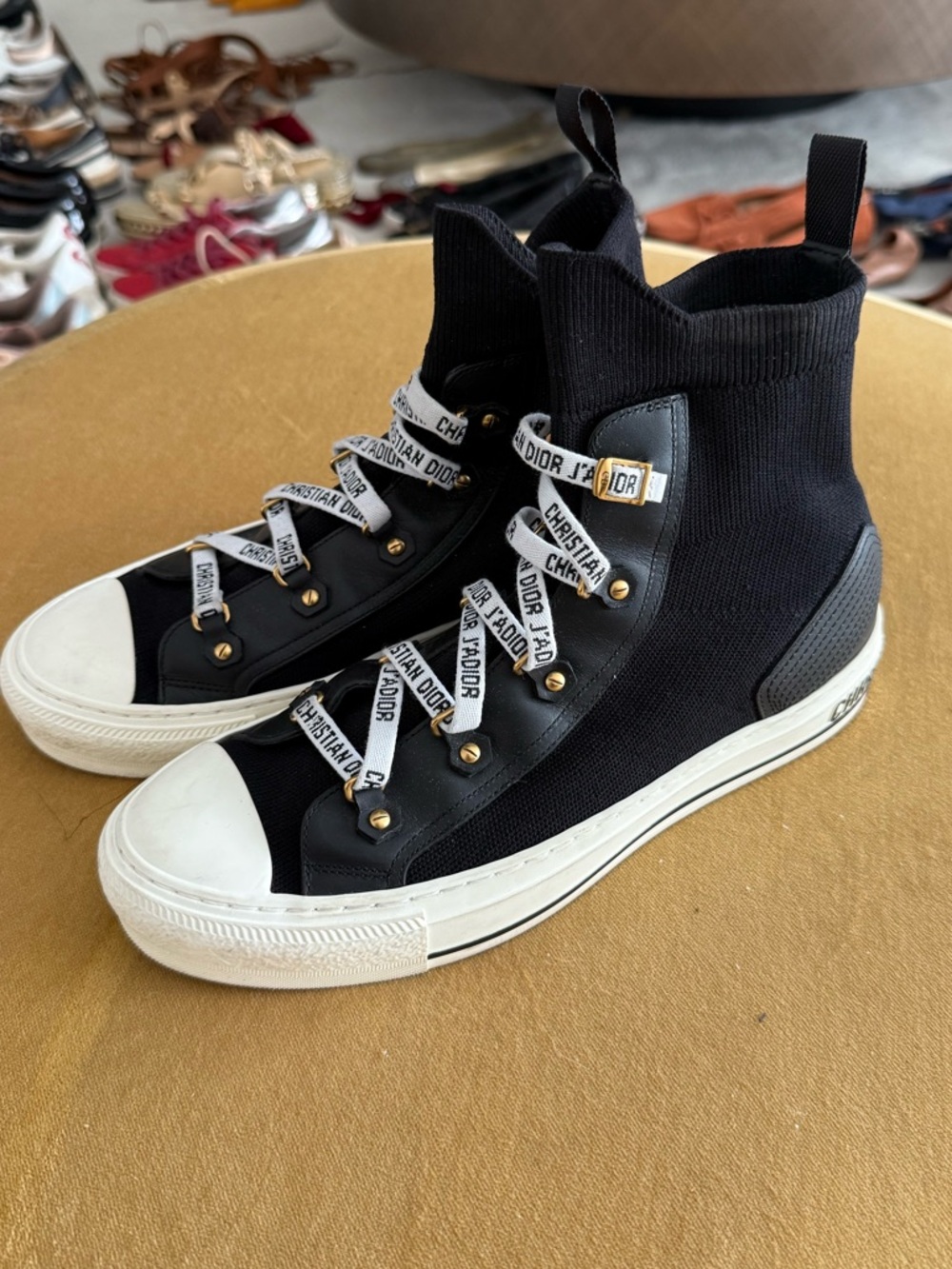 Dior Black High-Top Sneakers with Branded White Laces - Picture 3 of 10